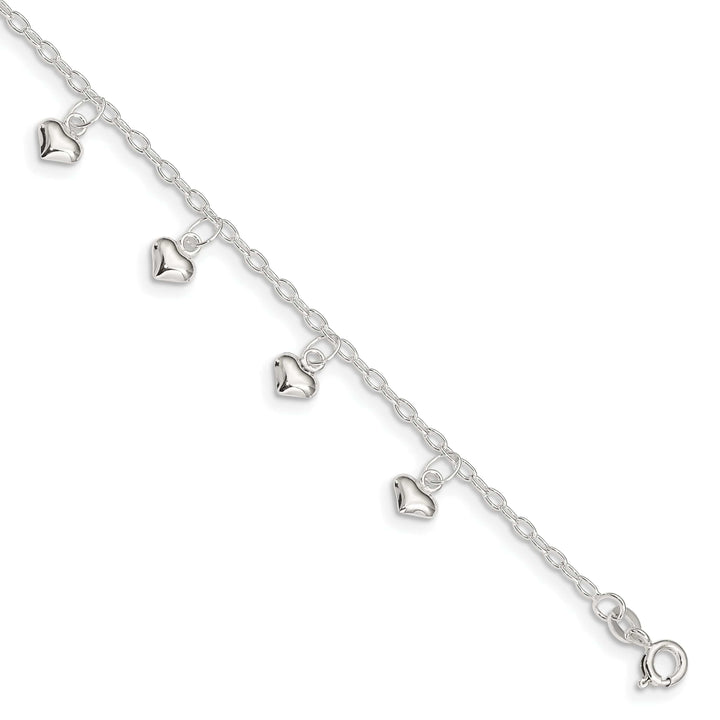 Lovely Rita's Anklets Sterling Silver 9inch Puffed Heart Anklet