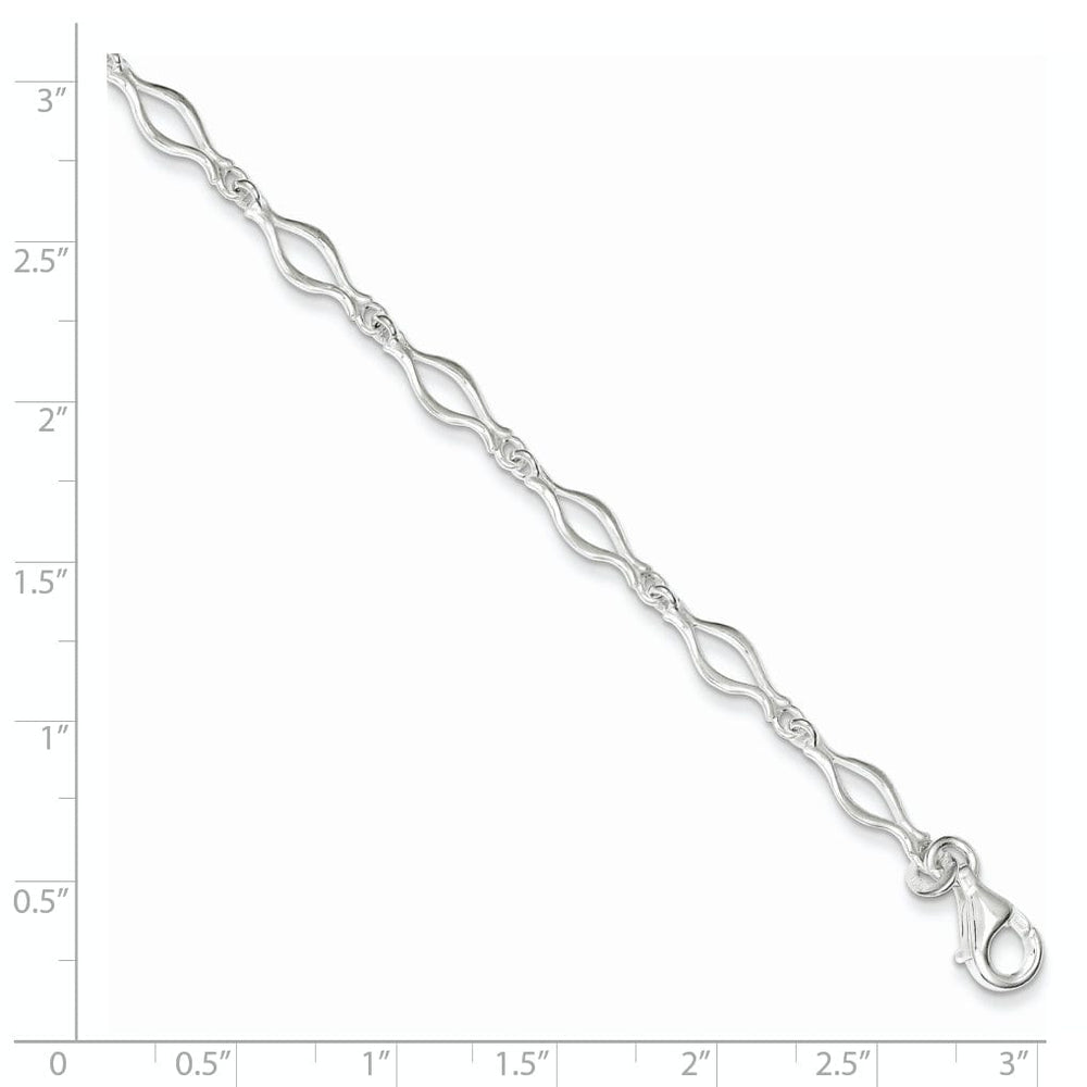 Lovely Rita's Anklets Sterling Silver 9inch Solid Fancy Link Anklet
