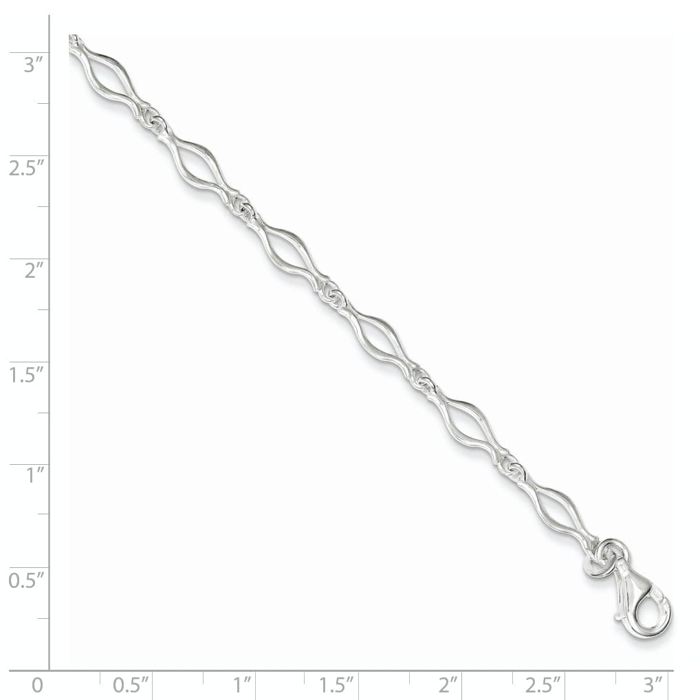 Lovely Rita's Anklets Sterling Silver 9inch Solid Fancy Link Anklet