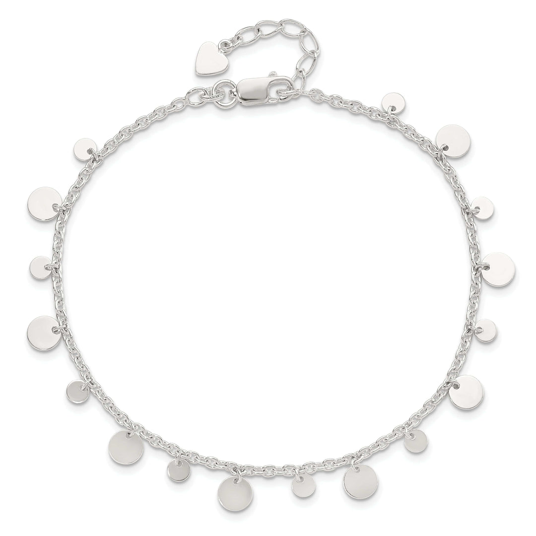 Lovely Rita's Anklets Sterling Silver Dangling Circle Heart Anklet