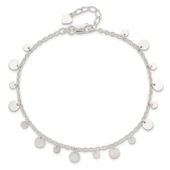 Lovely Rita's Anklets Sterling Silver Dangling Circle Heart Anklet