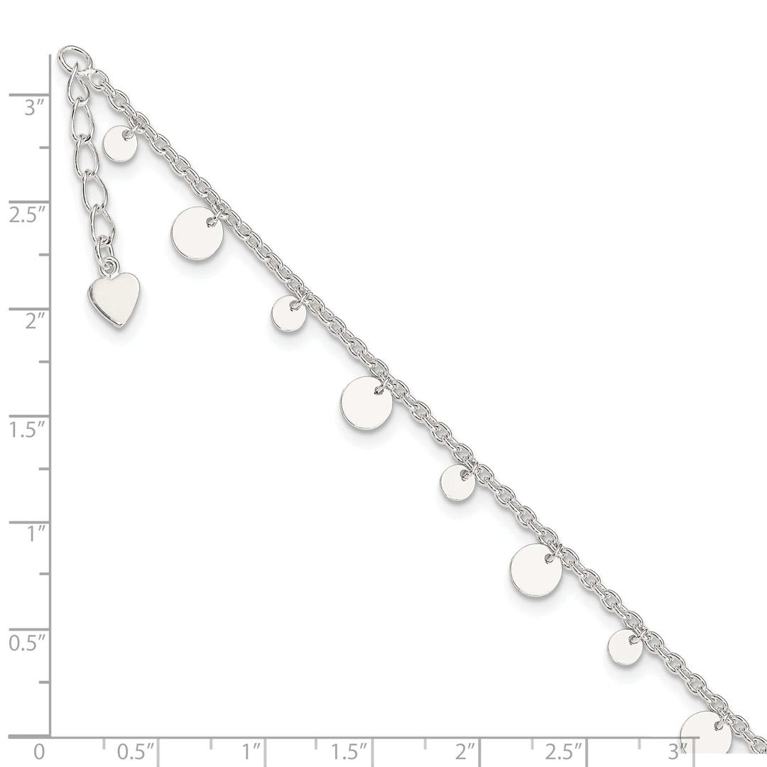 Lovely Rita's Anklets Sterling Silver Dangling Circle Heart Anklet