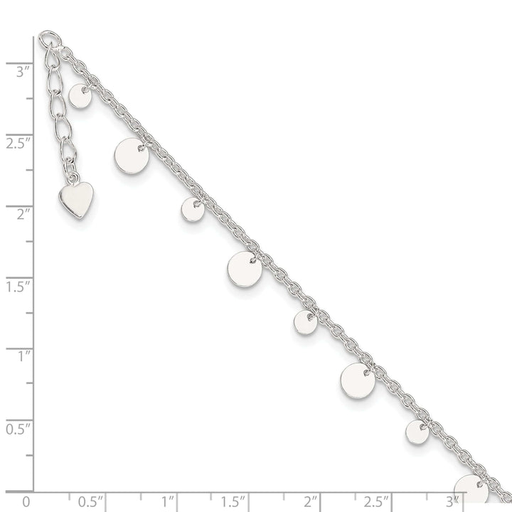 Lovely Rita's Anklets Sterling Silver Dangling Circle Heart Anklet