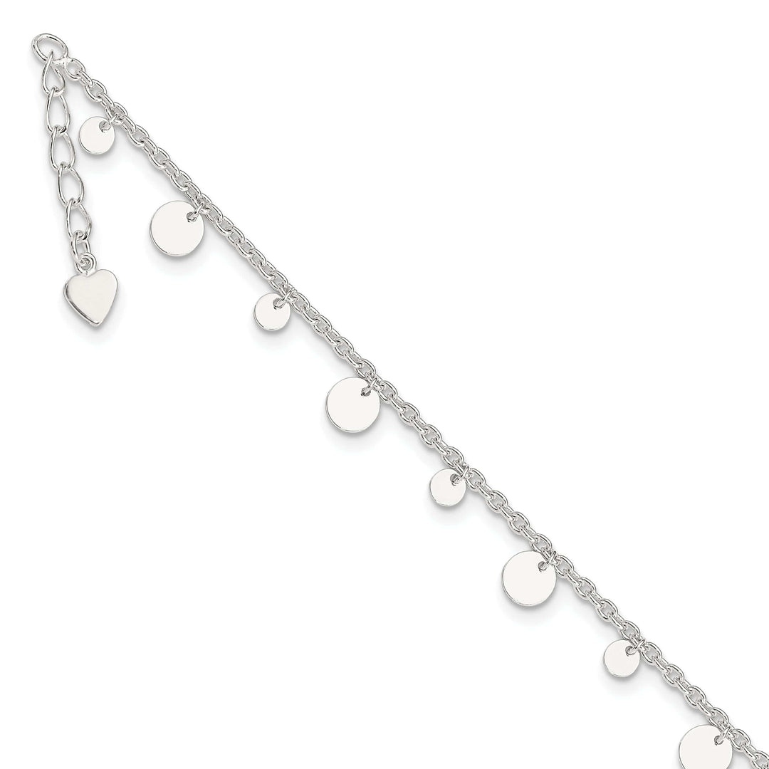 Lovely Rita's Anklets Sterling Silver Dangling Circle Heart Anklet