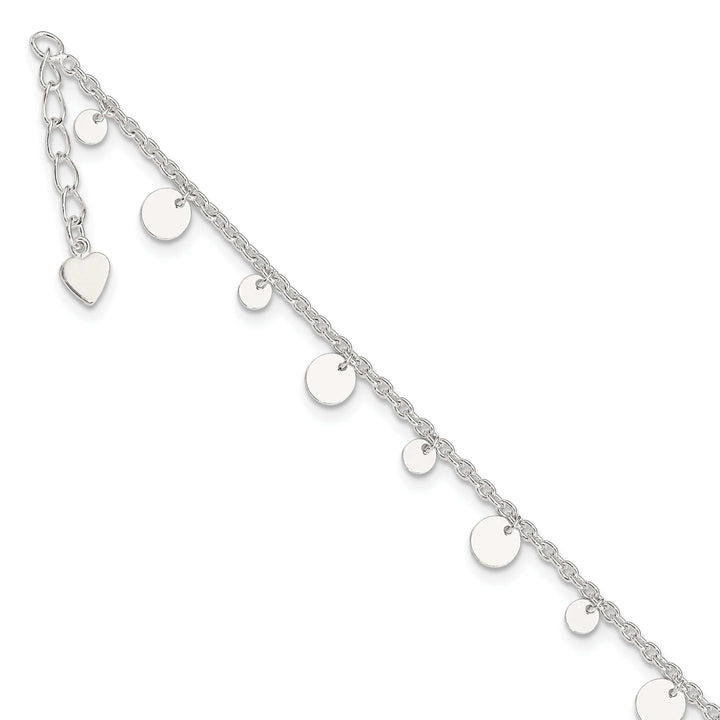 Lovely Rita's Anklets Sterling Silver Dangling Circle Heart Anklet