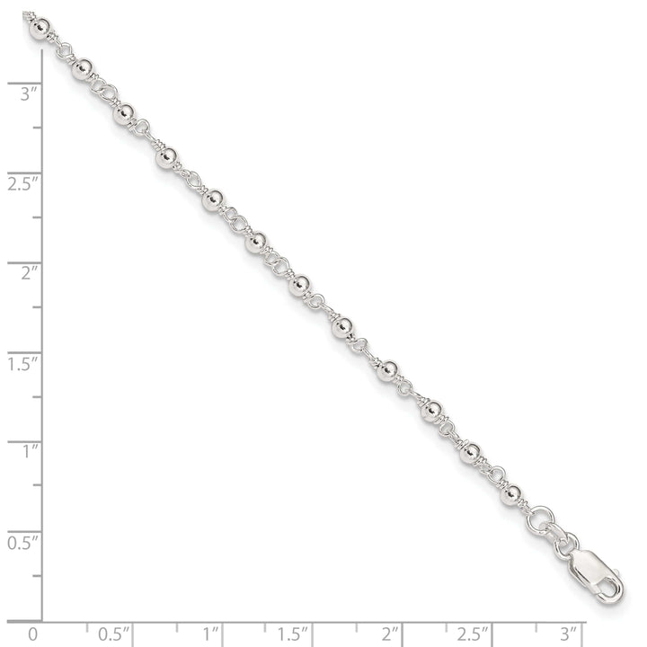 Lovely Rita's Anklets Sterling Silver Fancy Bead Anklet