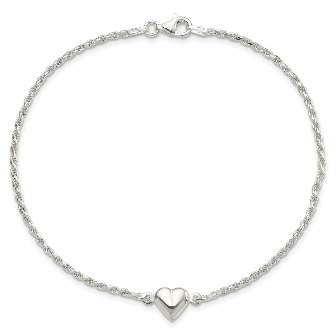 Lovely Rita's Anklets Sterling Silver Puffed Heart Anklet