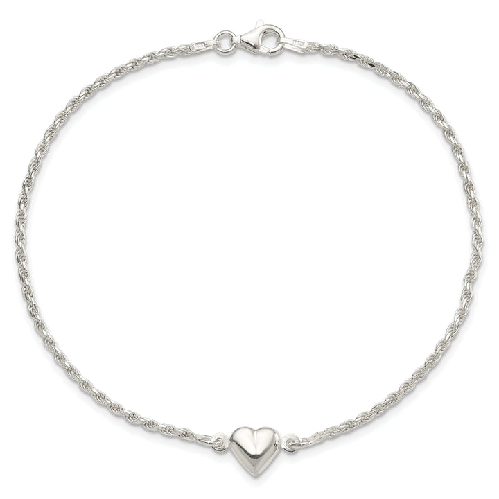 Lovely Rita's Anklets Sterling Silver Puffed Heart Anklet