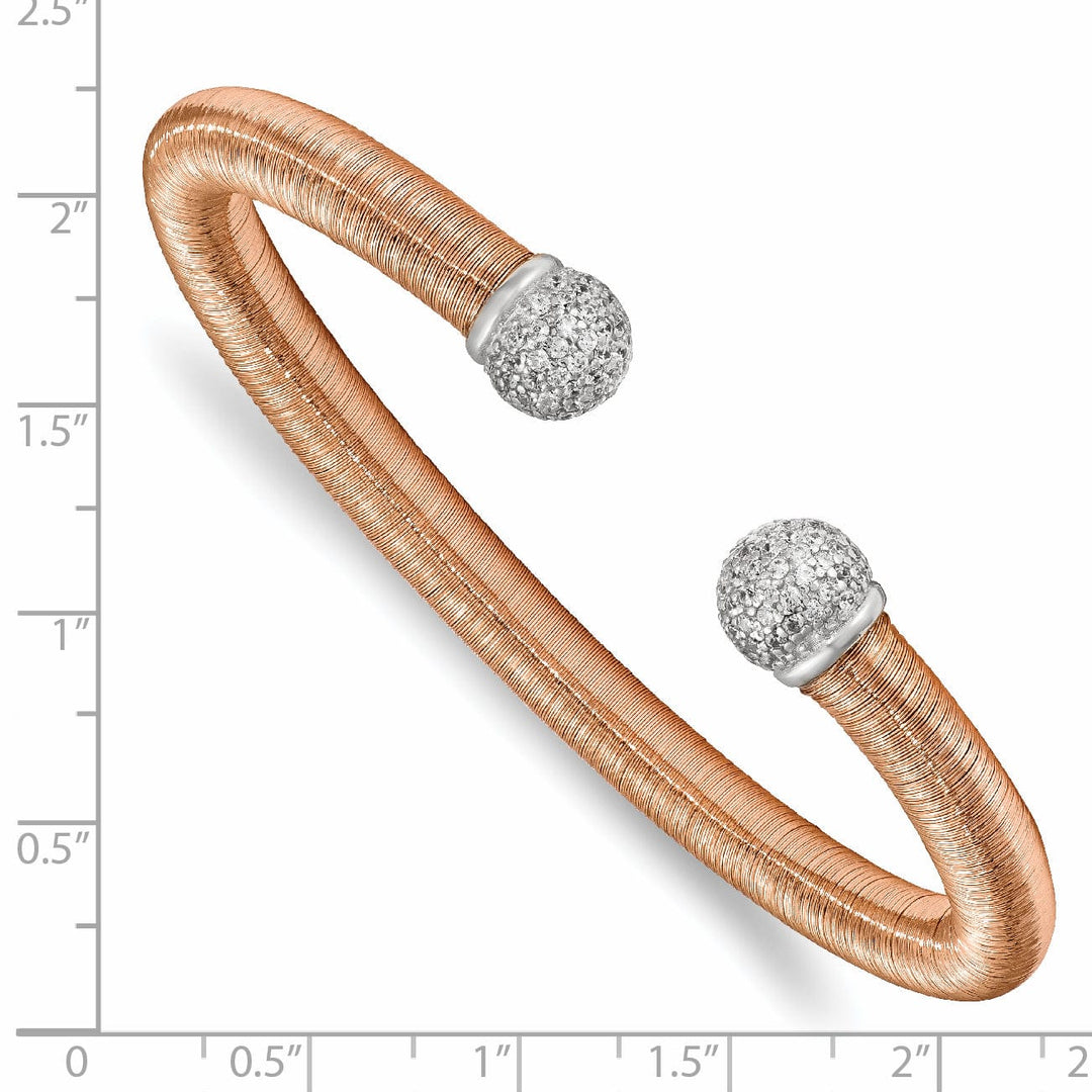 Lovely Rita's Bangle Silver Rose Gold Rhodium CZ Texture Cuff Bangle