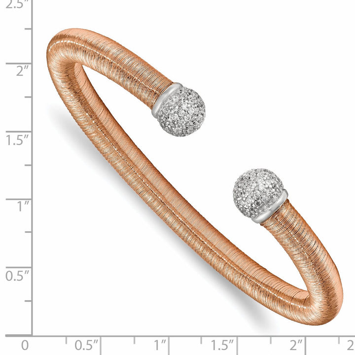 Lovely Rita's Bangle Silver Rose Gold Rhodium CZ Texture Cuff Bangle