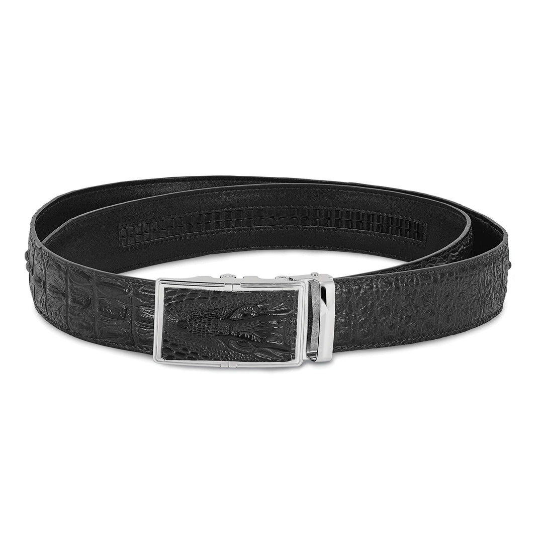 Lovely Rita's Belts Luxury Leathers Top Grain Leather Croc Texture Small (32-36) Adjustable Black Belt