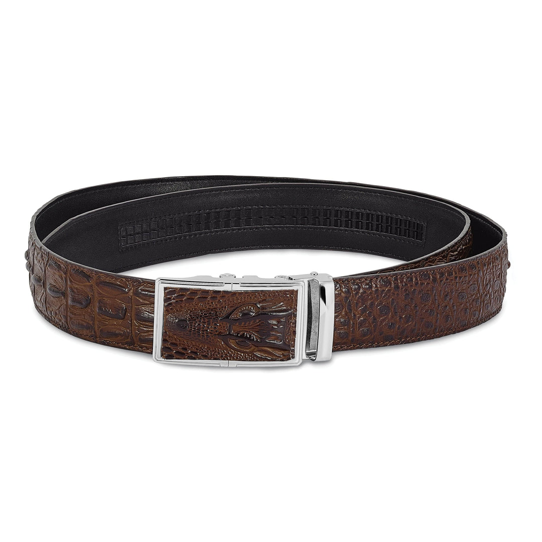 Lovely Rita's Belts Luxury Leathers Top Grain Leather Croc Texture Small (32-36) Adjustable Brown Belt