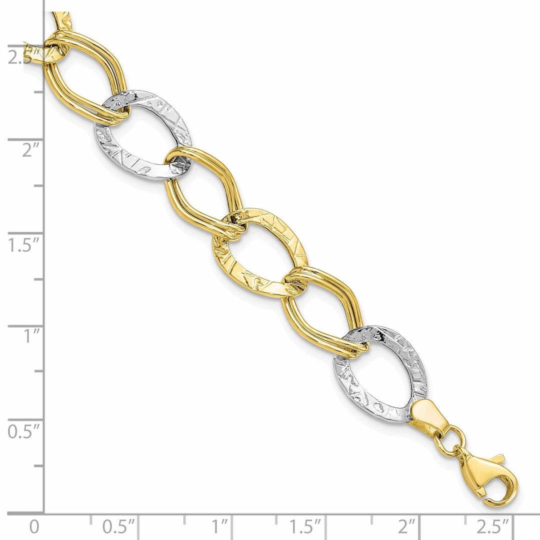 Lovely Rita's Bracelets 10k Two Tone Gold Polish Texture Link Bracelet