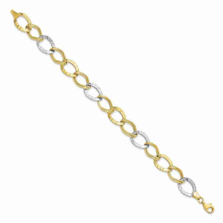 Lovely Rita's Bracelets 10k Two Tone Gold Polish Texture Link Bracelet