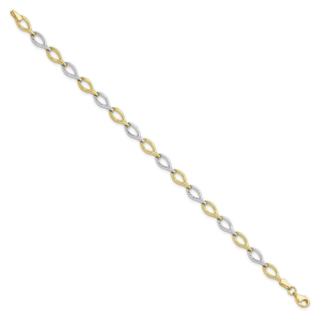Lovely Rita's Bracelets 10k Two Tone Gold Polished Diamond Cut Bracelet
