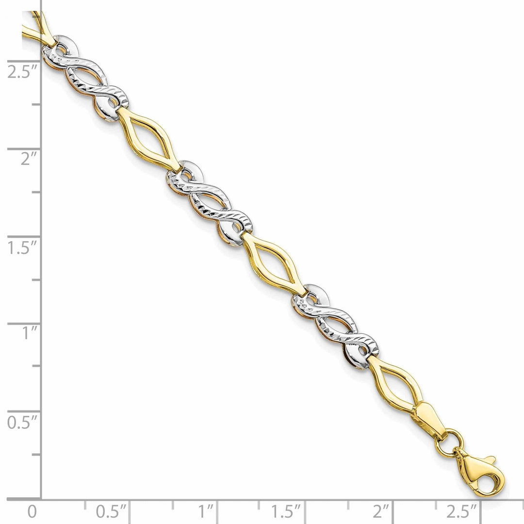 Lovely Rita's Bracelets 10k Two Tone Gold Polished Diamond Cut Bracelet