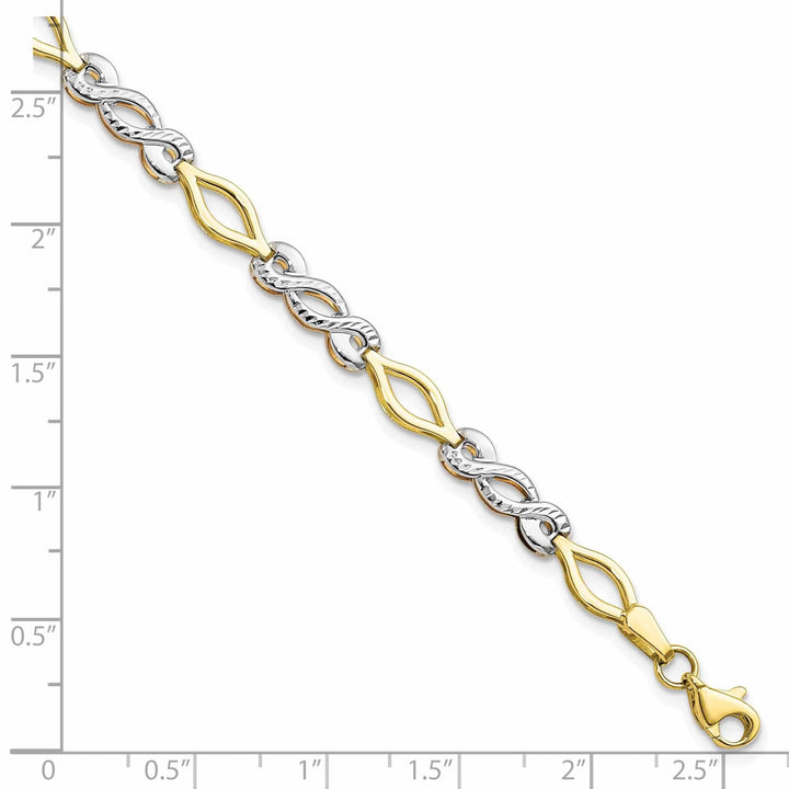 Lovely Rita's Bracelets 10k Two Tone Gold Polished Diamond Cut Bracelet