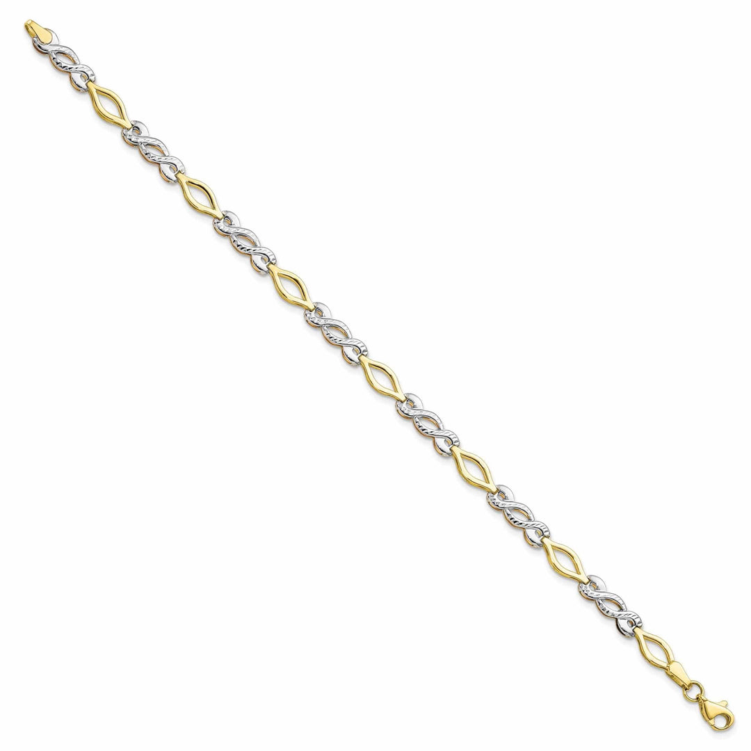 Lovely Rita's Bracelets 10k Two Tone Gold Polished Diamond Cut Bracelet
