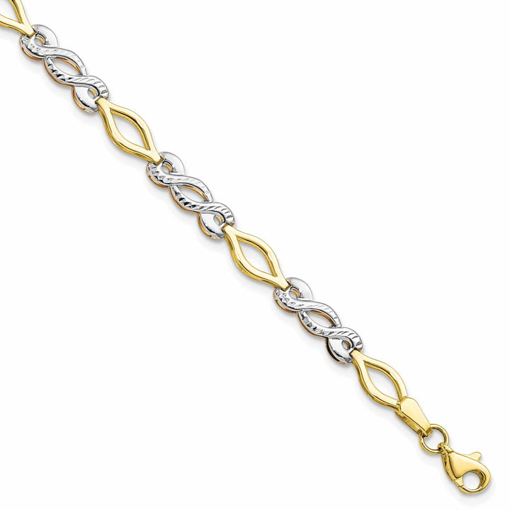 Lovely Rita's Bracelets 10k Two Tone Gold Polished Diamond Cut Bracelet