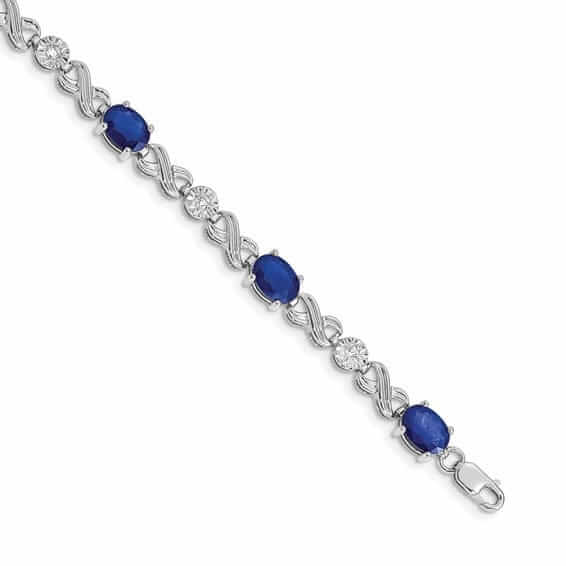 Lovely Rita's Bracelets 10k White Gold Diamond and Sapphire Infinity Bracelet