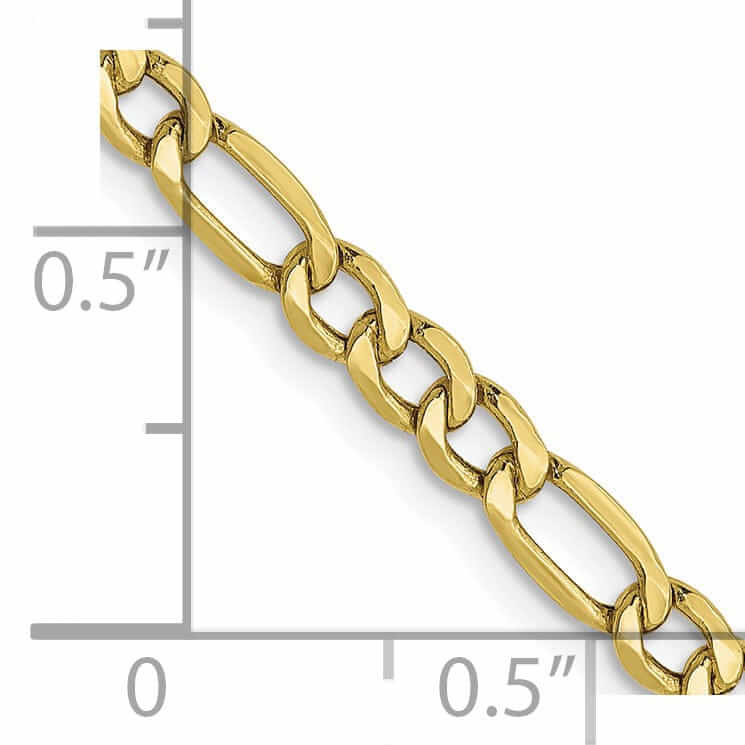 Lovely Rita's Bracelets 10k Yellow Gold 3.5mm Semi-Solid Figaro Chain