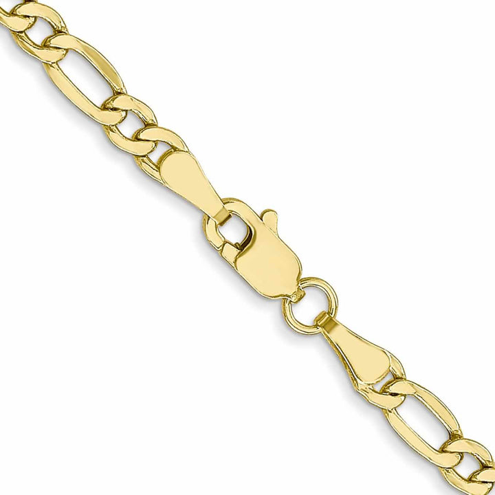 Lovely Rita's Bracelets 10k Yellow Gold 3.5mm Semi-Solid Figaro Chain