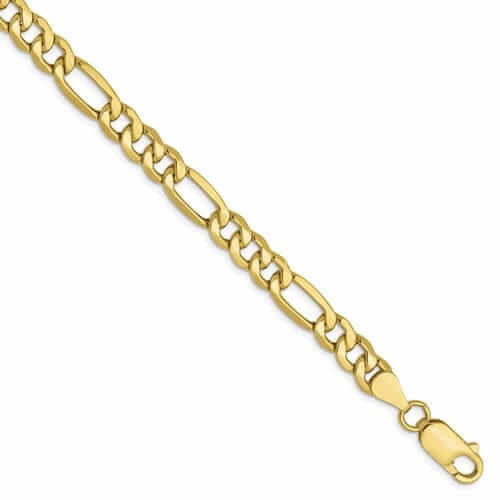 Lovely Rita's Bracelets 10k Yellow Gold 6.6mm Semi-Solid Figaro Chain