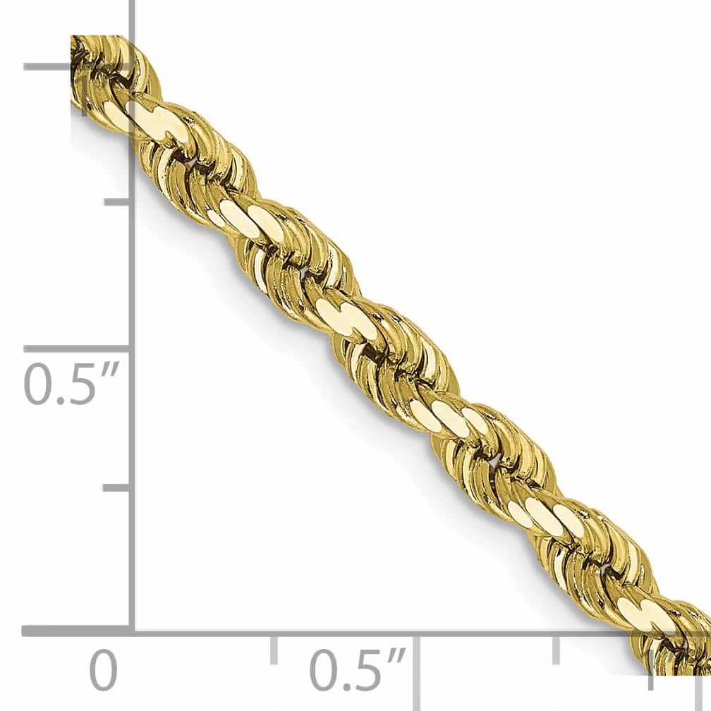 Lovely Rita's Bracelets 10k Yellow Gold Diamond Cut Rope Bracelet 4MM