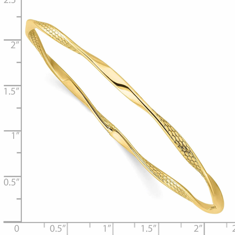 Lovely Rita's Bracelets 10k Yellow Gold Polish Texture Twisted Bangle