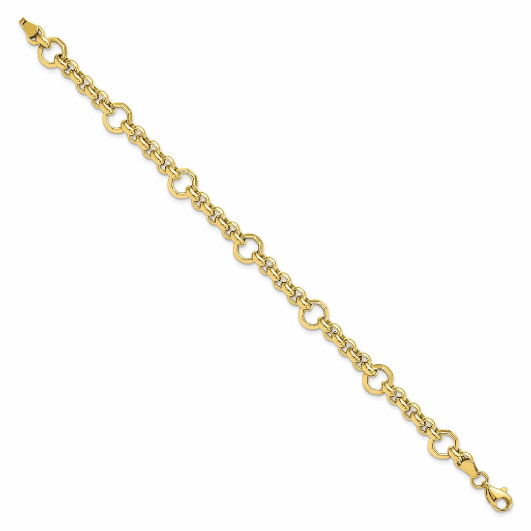 Lovely Rita's Bracelets 10k Yellow Gold Polished Diamond Cut Bracelet
