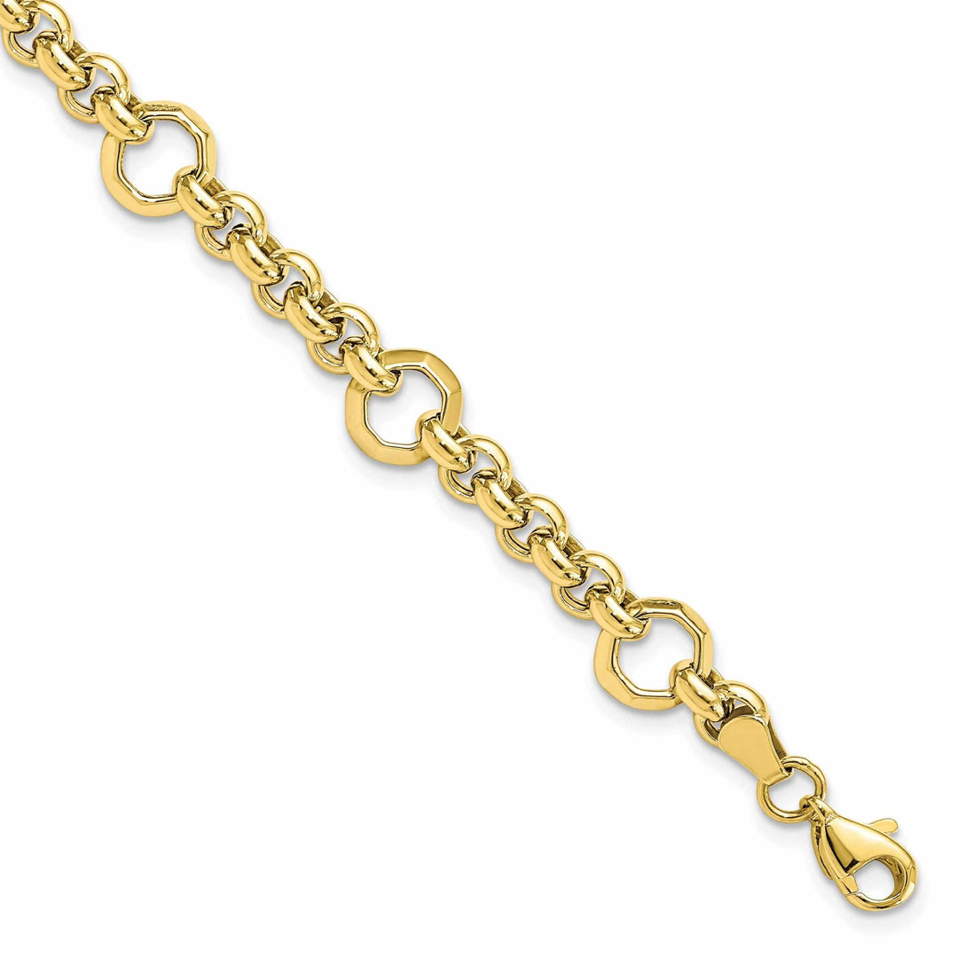 Lovely Rita's Bracelets 10k Yellow Gold Polished Diamond Cut Bracelet
