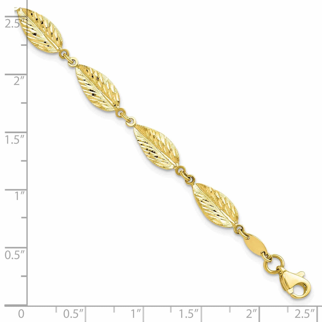 Lovely Rita's Bracelets 10k Yellow Gold Polished Leaf Bracelet