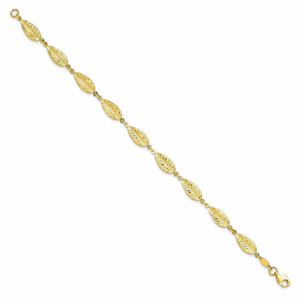 Lovely Rita's Bracelets 10k Yellow Gold Polished Leaf Bracelet