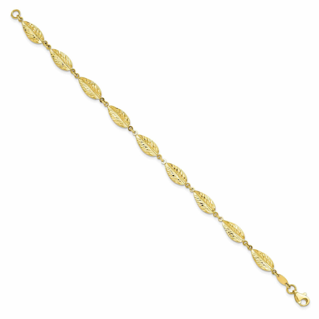 Lovely Rita's Bracelets 10k Yellow Gold Polished Leaf Bracelet
