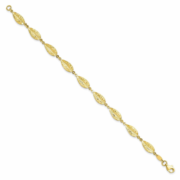 Lovely Rita's Bracelets 10k Yellow Gold Polished Leaf Bracelet