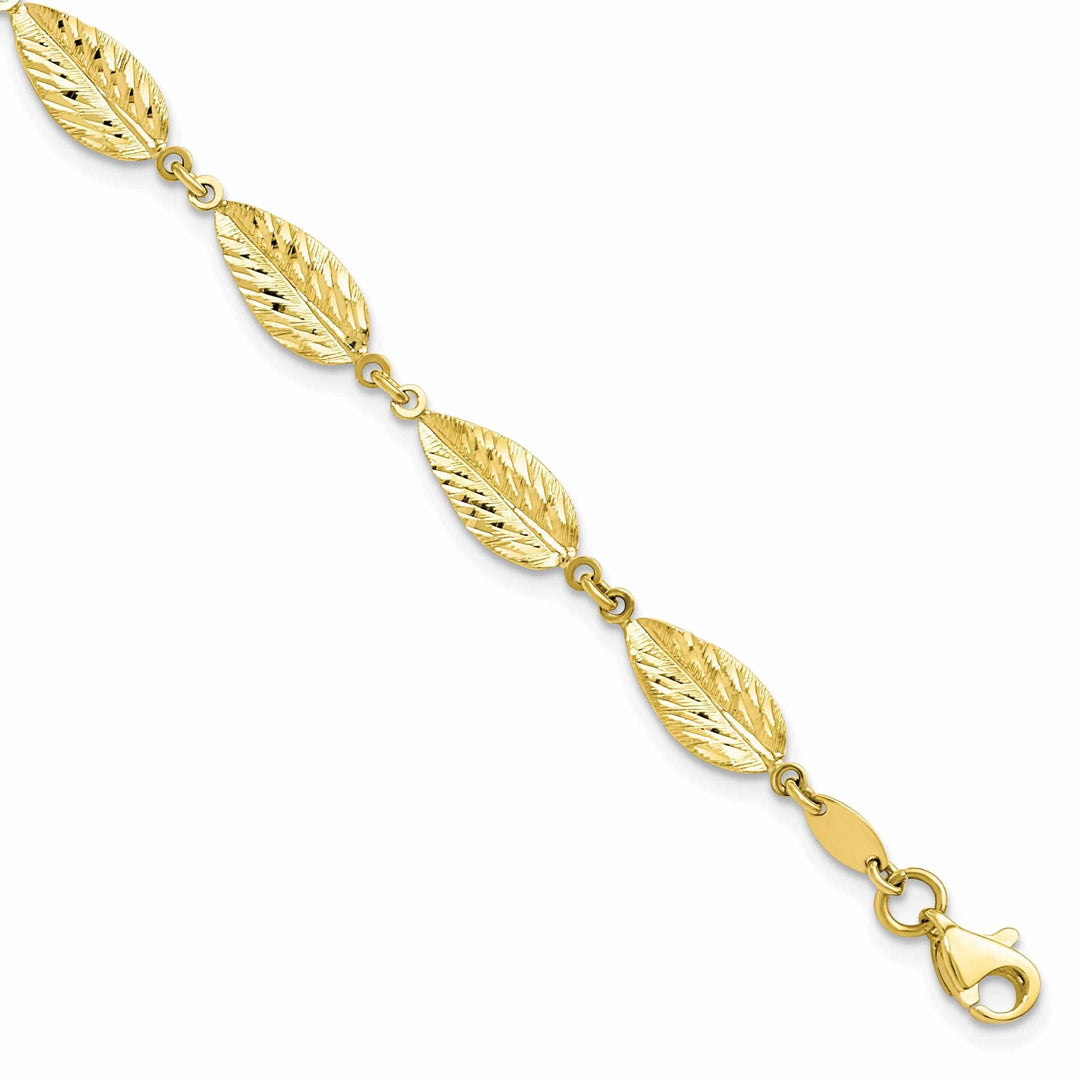 Lovely Rita's Bracelets 10k Yellow Gold Polished Leaf Bracelet