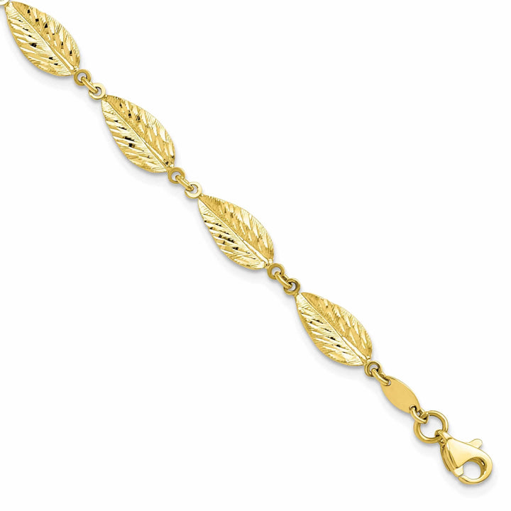 Lovely Rita's Bracelets 10k Yellow Gold Polished Leaf Bracelet