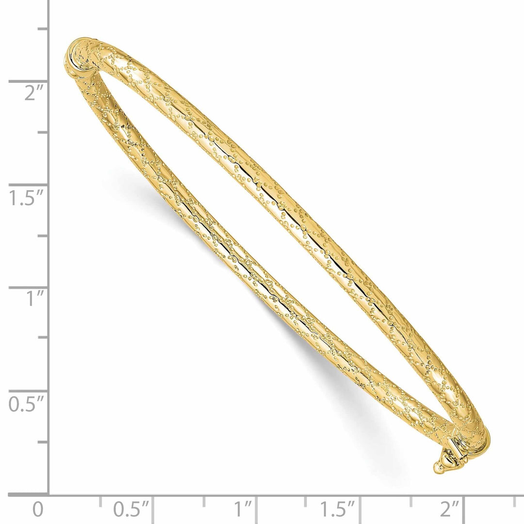 Lovely Rita's Bracelets 10k Yellow Gold Polished Textured Hinged Bangle