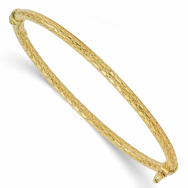 Lovely Rita's Bracelets 10k Yellow Gold Polished Textured Hinged Bangle