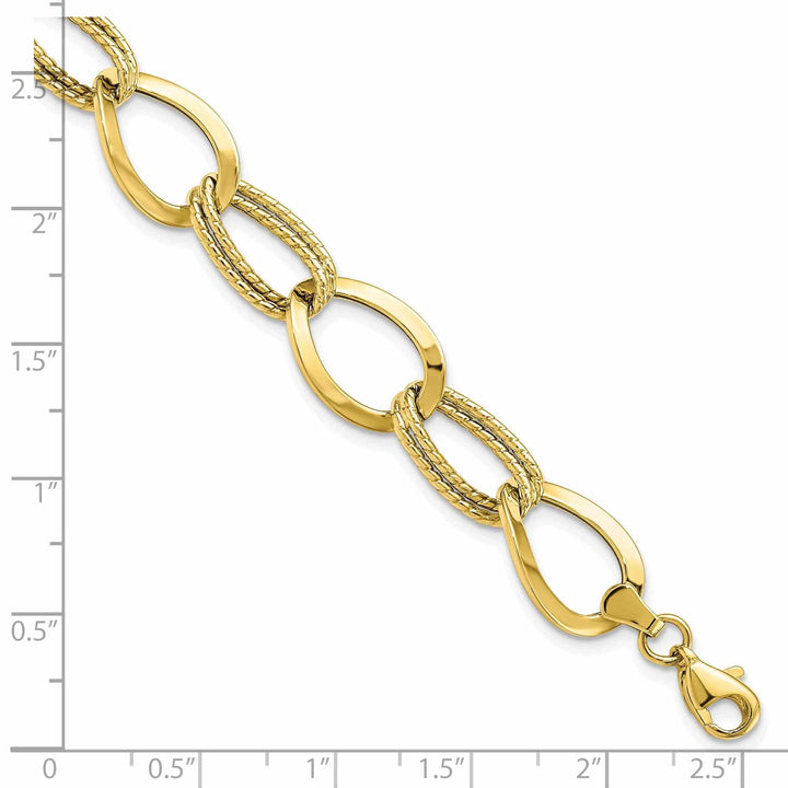 Lovely Rita's Bracelets 10k Yellow Gold Polished Textured Link Bracelet