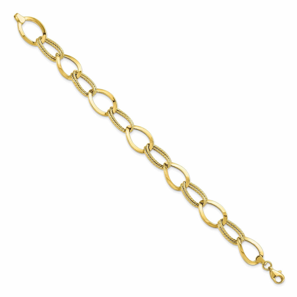 Lovely Rita's Bracelets 10k Yellow Gold Polished Textured Link Bracelet