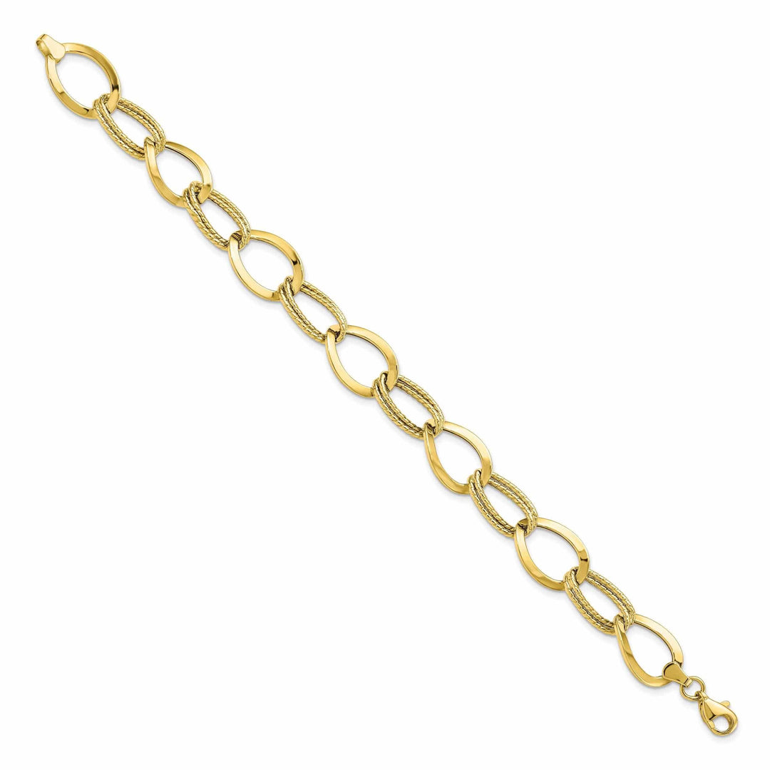 Lovely Rita's Bracelets 10k Yellow Gold Polished Textured Link Bracelet