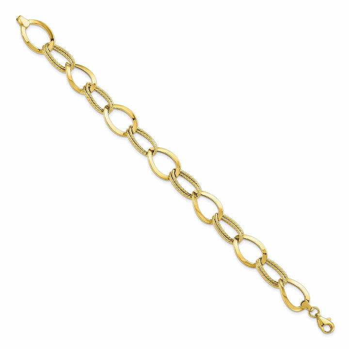 Lovely Rita's Bracelets 10k Yellow Gold Polished Textured Link Bracelet