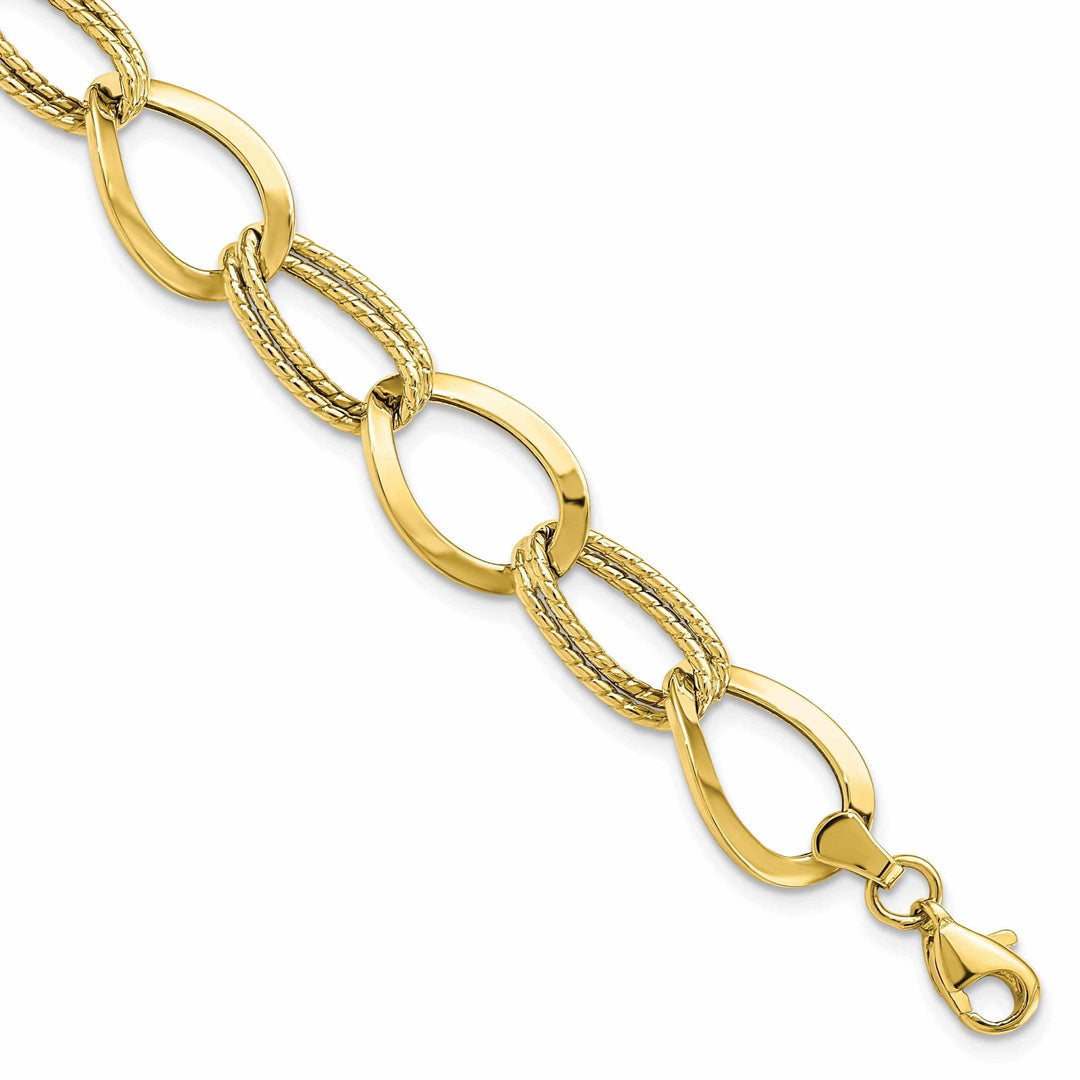 Lovely Rita's Bracelets 10k Yellow Gold Polished Textured Link Bracelet