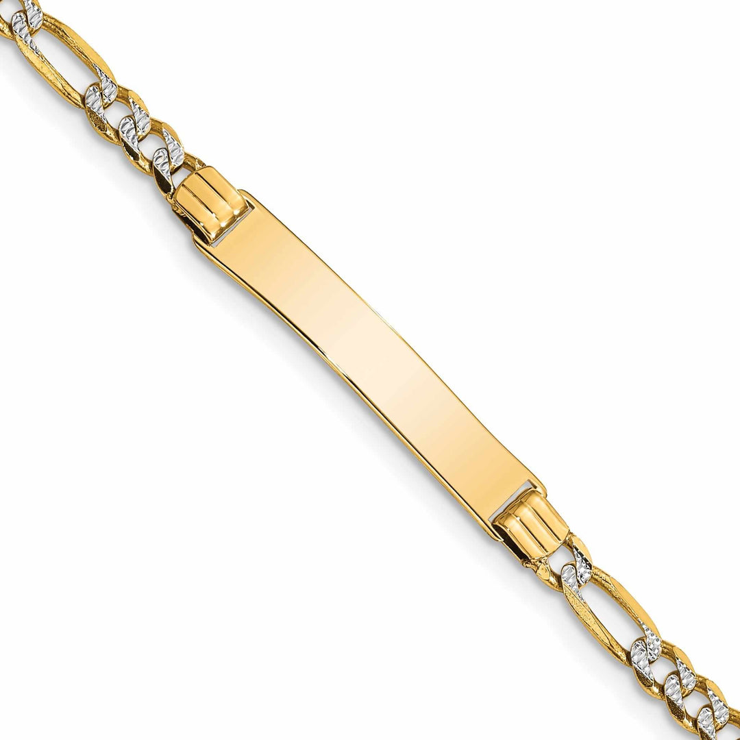 Lovely Rita's Bracelets 14k 6" Pave Figaro Link ID Child Bracelet