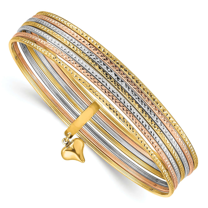 Lovely Rita's Bracelets 14k Tri-color Gold Slip On 7 Bangles
