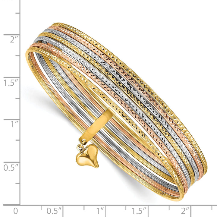 Lovely Rita's Bracelets 14k Tri-color Gold Slip On 7 Bangles
