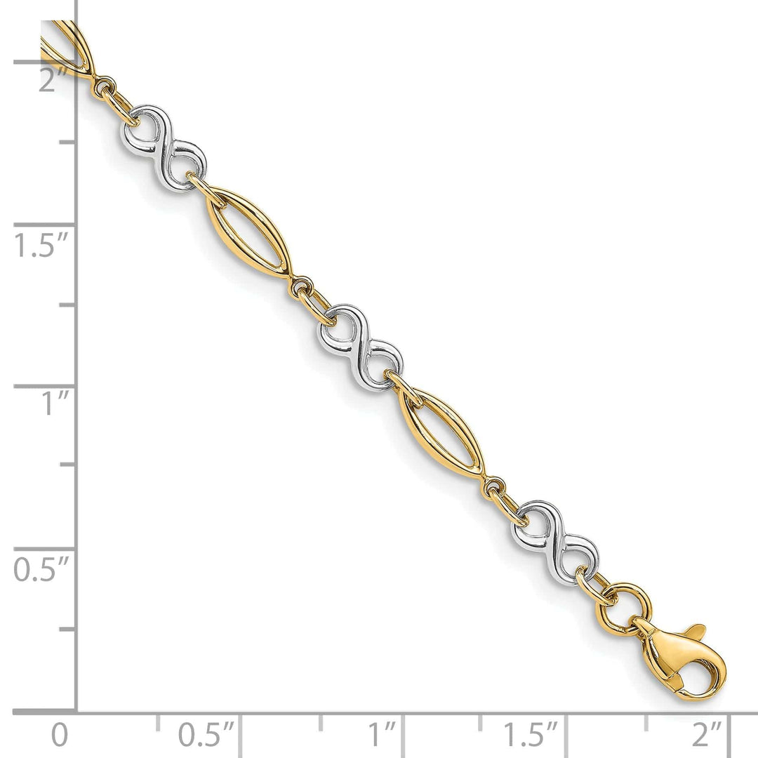 Lovely Rita's Bracelets 14k two-tone gold bracelet 3D infinity design. 7.5-inch