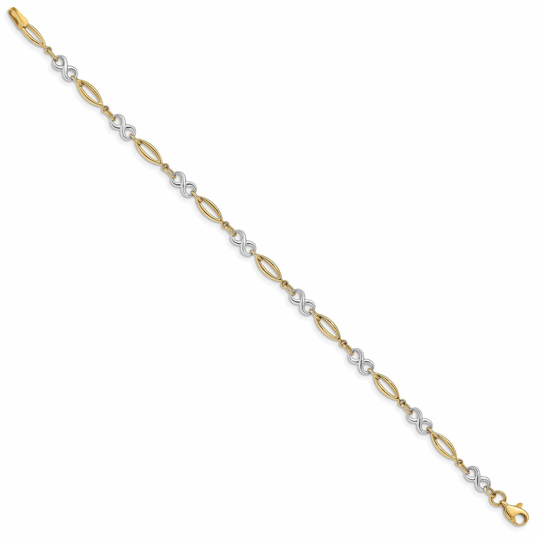 Lovely Rita's Bracelets 14k two-tone gold bracelet 3D infinity design. 7.5-inch