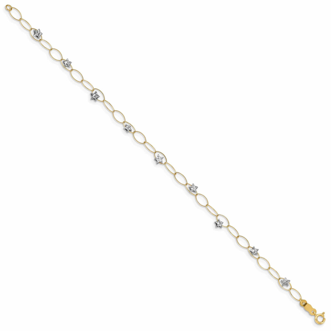 Lovely Rita's Bracelets 14k two-tone gold bracelet fancy puff stars design. 7.25-inch